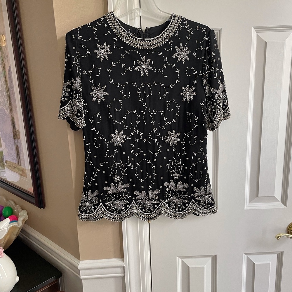 Laurence Kazar Beaded Top